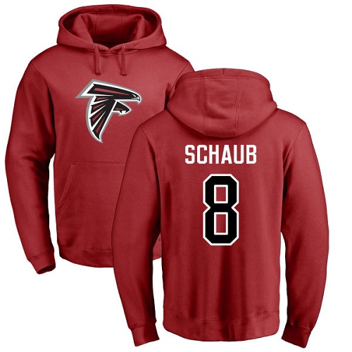 Atlanta Falcons Men Red Matt Schaub Name And Number Logo NFL Football 8 Pullover Hoodie Sweatshirts